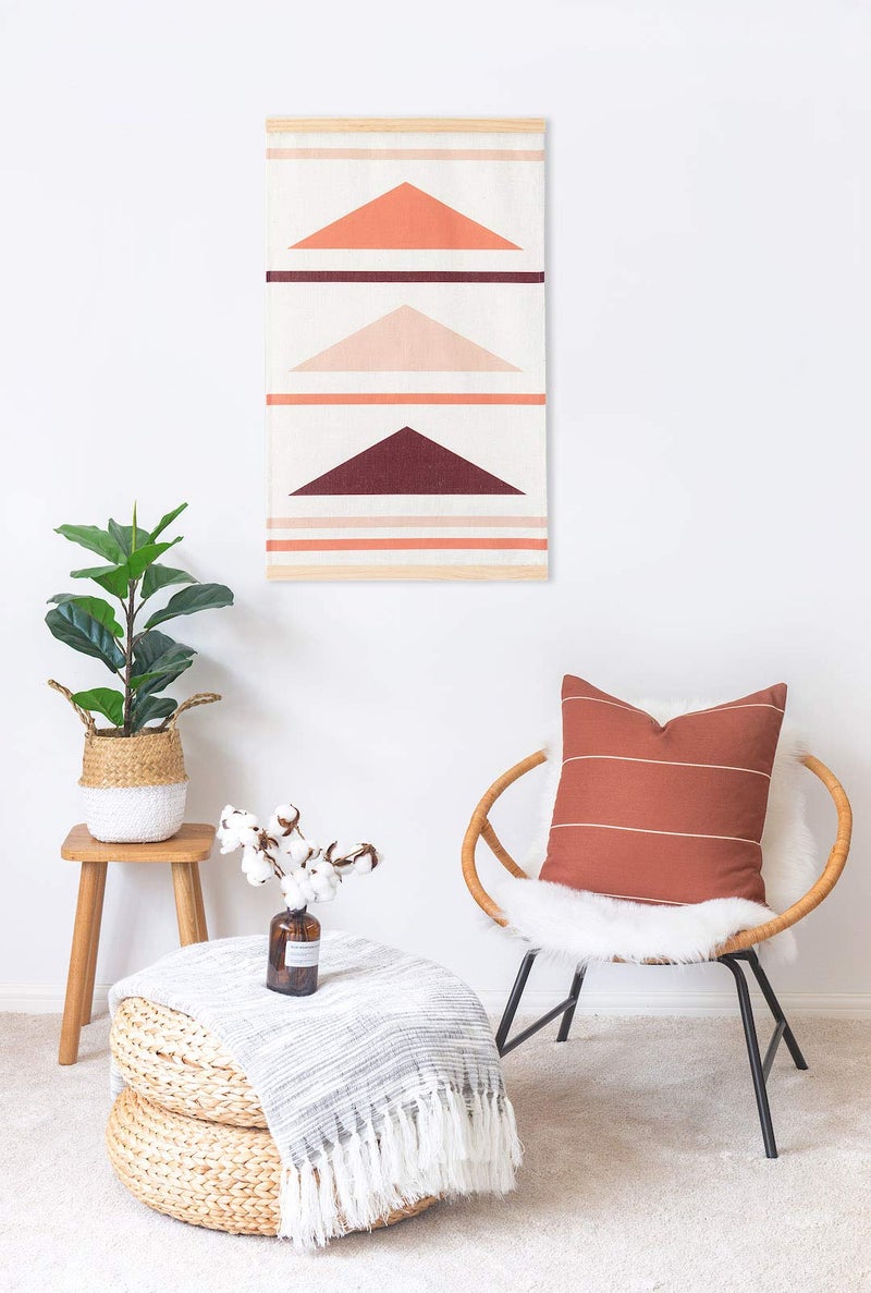 Hofdeco Modern Boho Decorative Throw Pillow Cover Only, for Couch, Sofa, Bed, Rust Stripes, 20"x20" - Image 3